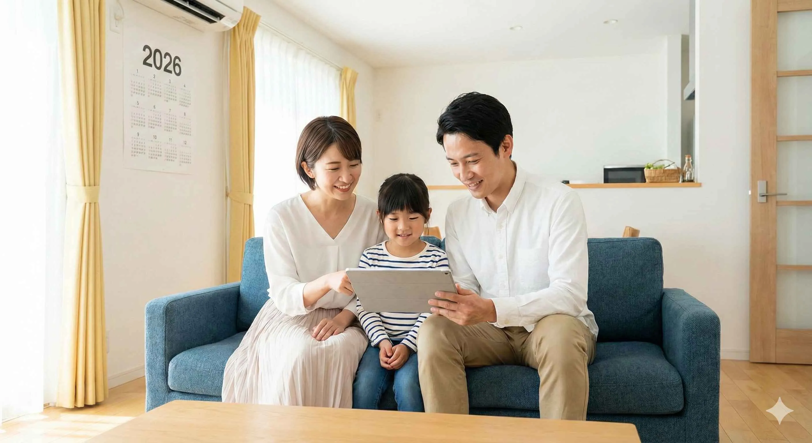 住まいの計画を相談する家族